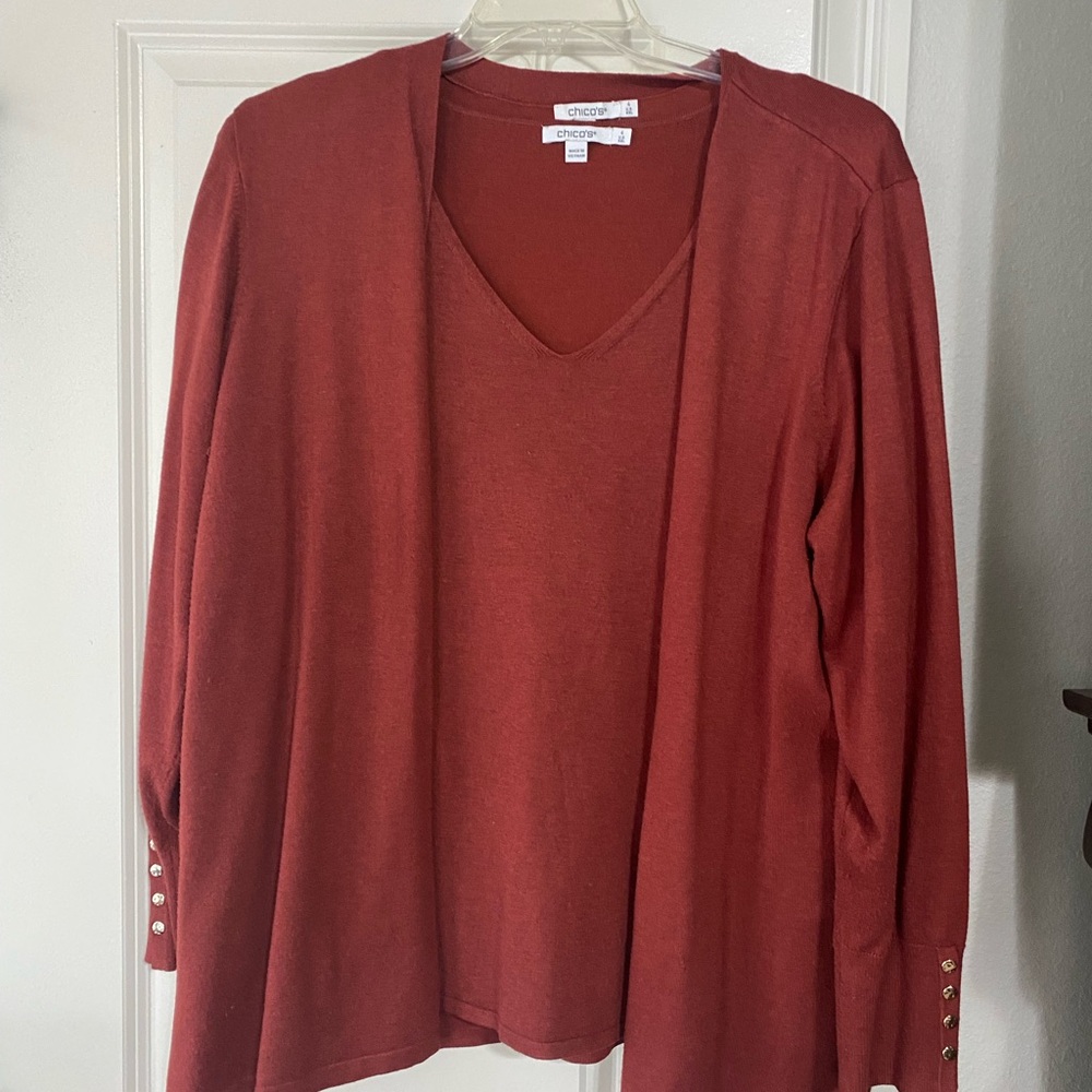 Chico’s Cardigan and shell sweater